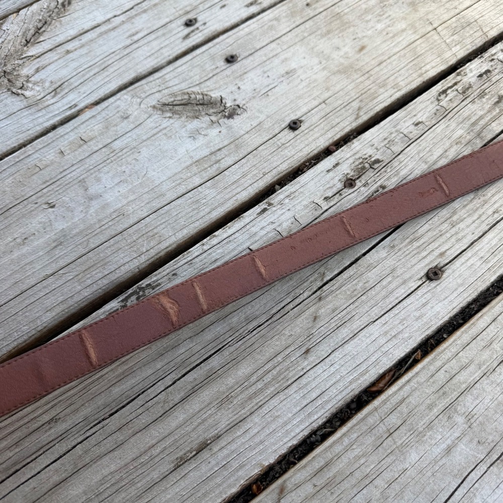 Pig Suede Leather Belt Womens Large Dark Brown Gold Buckle Classic Boho Western - Picture 12 of 15
